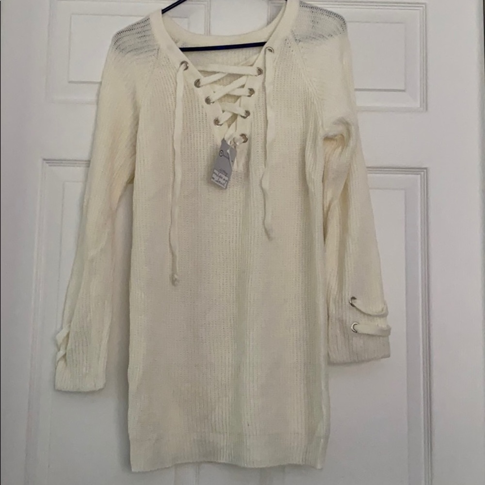 Cream long length sweater